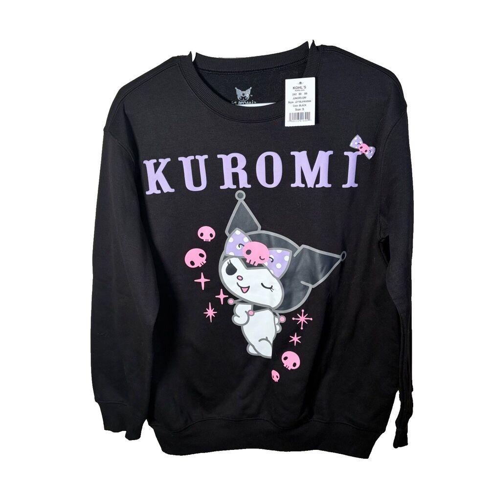 Kuromi by Sanrio Sweatshirt Women's Small Black Crew Neck Pullover Graphic